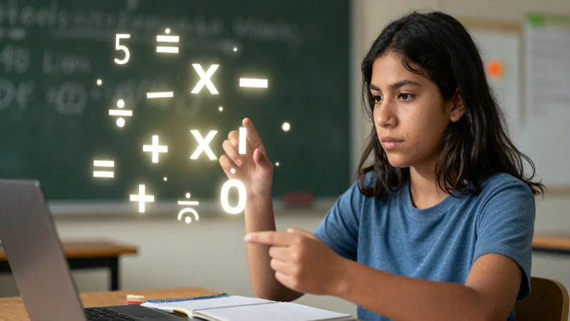 Estudiante domina cálculos de divisiones con signo