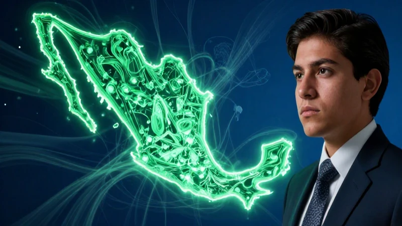 Estudiante mexicano con un mapa político abstracto