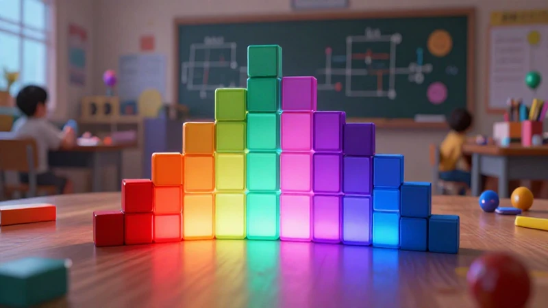 Bloques coloridos representan la división matemática