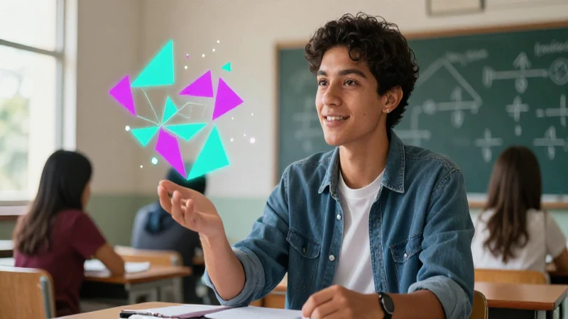 Estudiante mexicano moderno aprendiendo matemáticas dinámicas