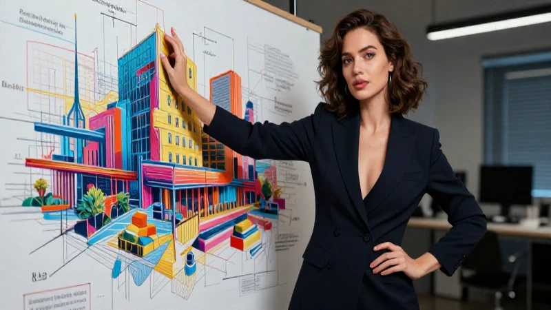 Ilustración profesional de diseñadora arquitectónica creativa