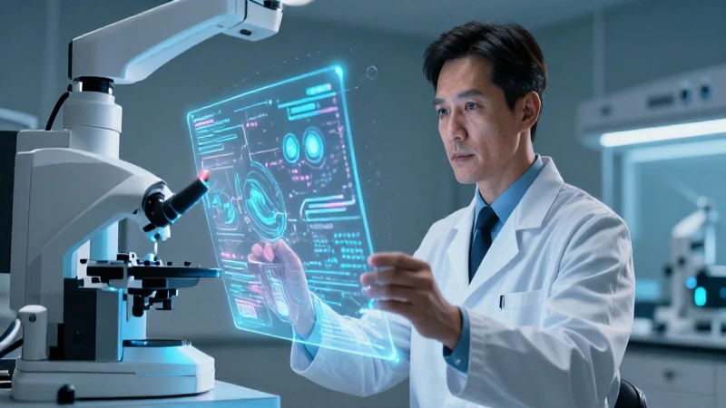 Médico visionario en un laboratorio de alta tecnología
