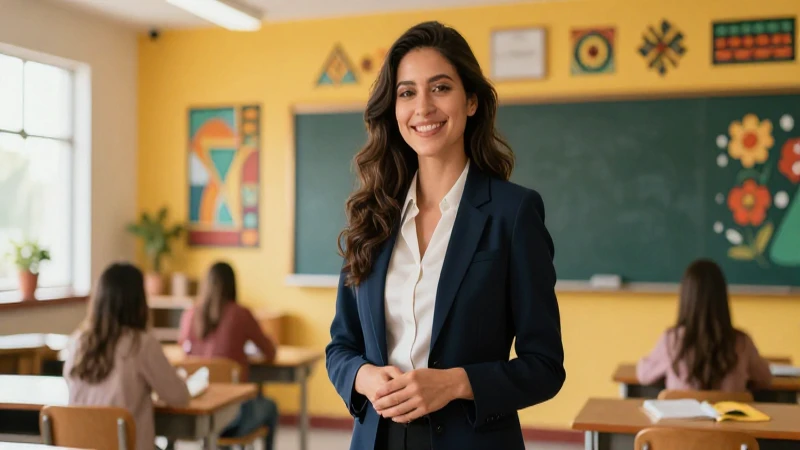Doctor: definición, tipos y su uso en el lenguaje coloquial 5 Maestra moderna y cálida en aula vibrante