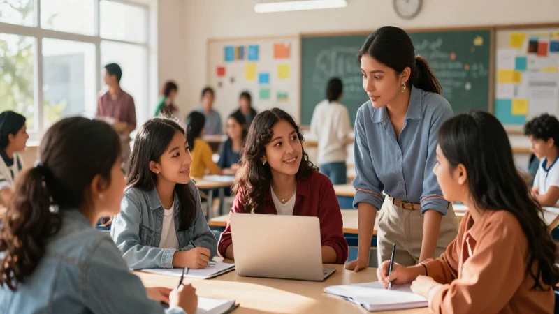 Transforma la educación mexicana: Conoce los primeros pasos 4 Educadores mexicanos colaborando en un aula vibrante