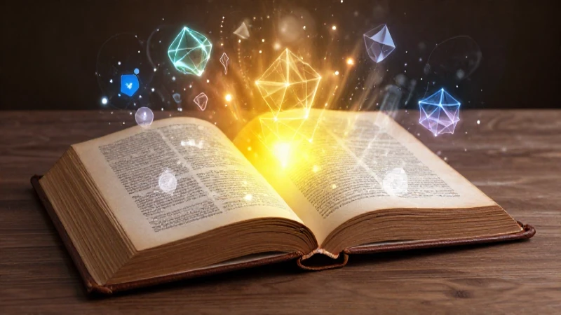Libro antiguo místico irradiando conocimiento