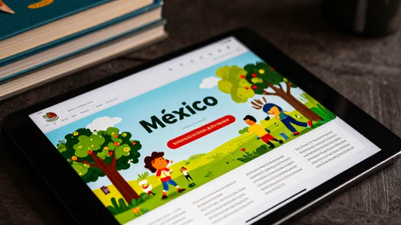 Tablet digital muestra e-book educativo mexicano