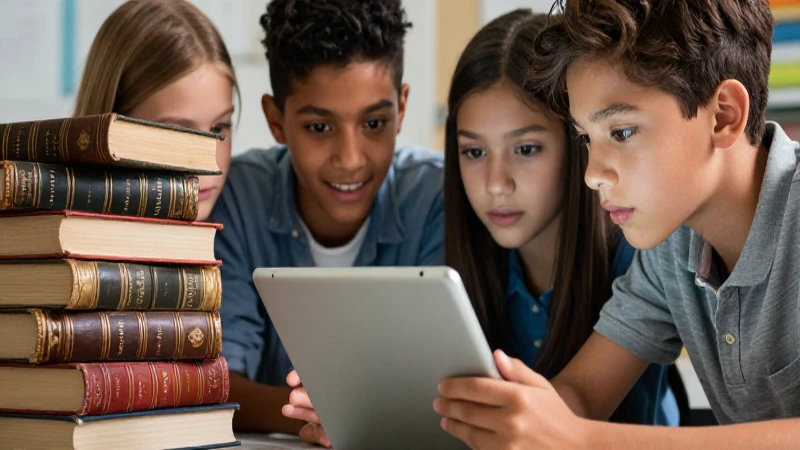 Descarga libros clásicos de forma fácil y gratuita 3 Estudiante curioso con tablet y libros en portada fotorealista
