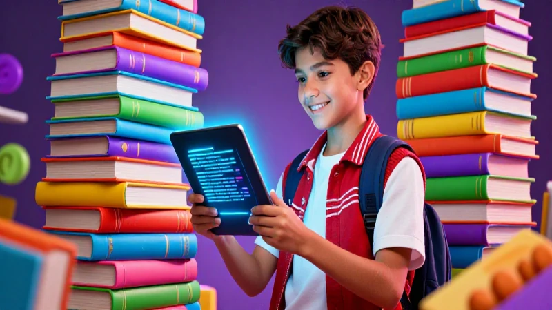 Joven estudiante brillante con tablet en estilo mexicano