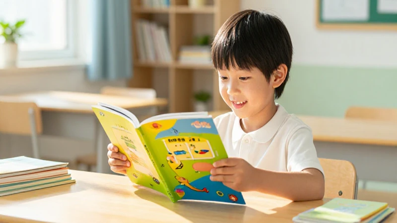 Libros escolares para primaria: alimenta el conocimiento de tus hijos 3 Niño feliz estudiando libros modernos y vibrantes