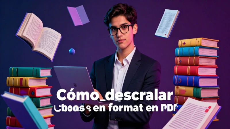 Joven profesional rodeado de libros digitales