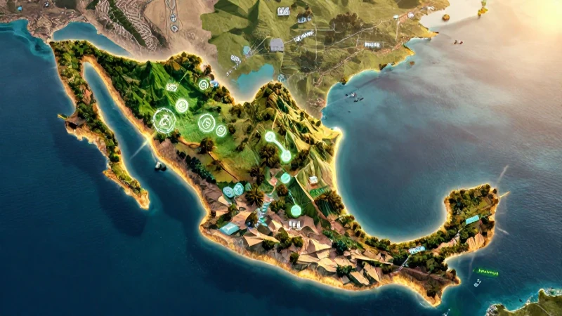 Mapa aéreo vibrante de México y conocimiento