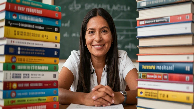 Dona libros de texto y genera un impacto positivo en comunidades 4 Maestra mexicana sonriente entre libros educativos