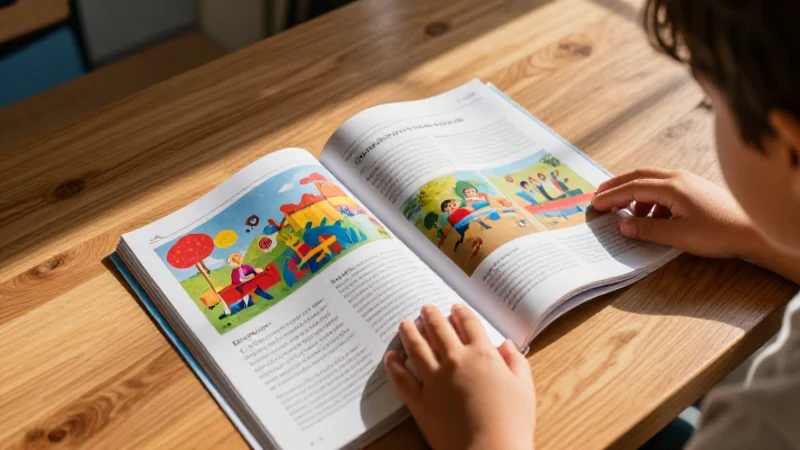 Niño explora vibrante libro educativo mexicano