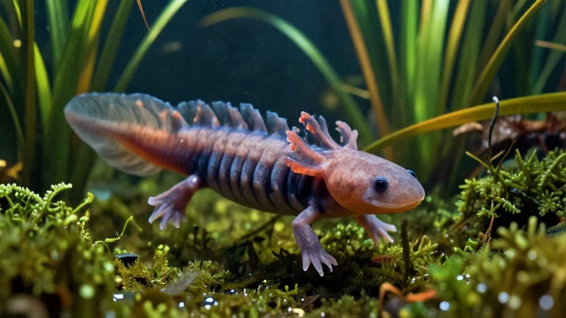 Axolotls nativos en vibrante entorno acuático mexicano