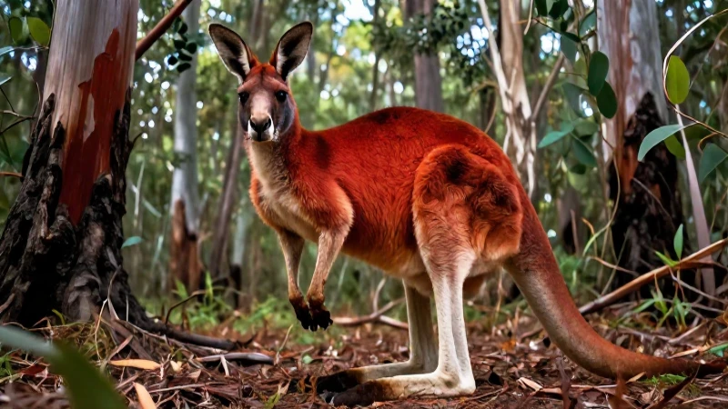 Canguro majestuoso en bosque vibrante de Australia