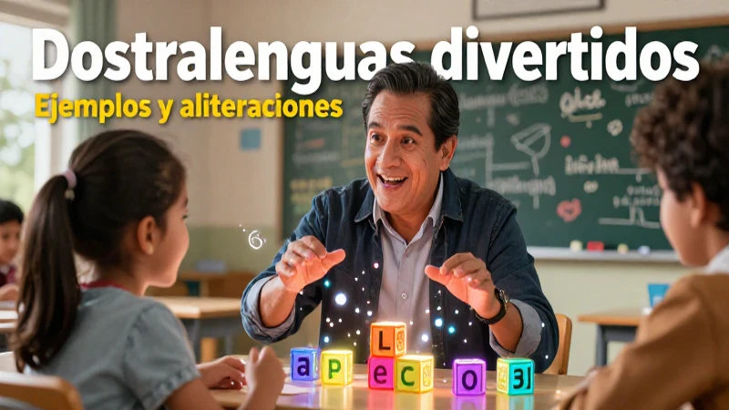 Ilustración educativa de trabalenguas y lenguaje