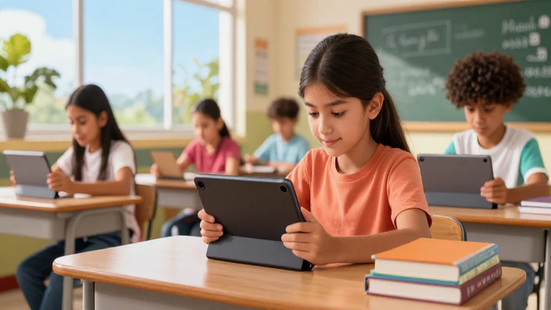 Estudiantes mexicanos aprenden con tabletas y libros