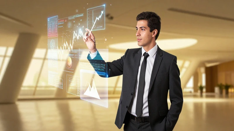 Profesional mexicano interactúa con datos económicos