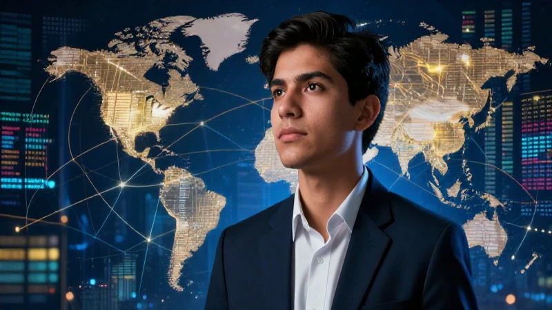 Joven mexicano estudiando datos económicos globales