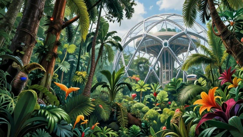 Cuáles son 15 ejemplos de ecosistemas artificiales y naturales 7 Selva tropical futurista en revista educativa 8K