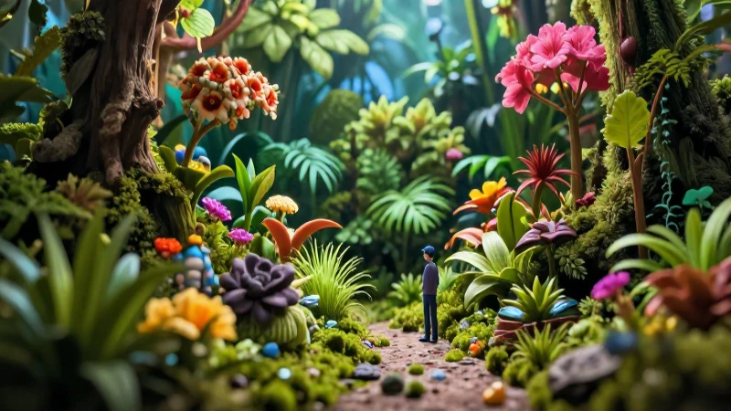 Ecosistema: Definición y Concepto Esencial para Todos 6 Ecosistema miniatura vibrante con iluminación dramática