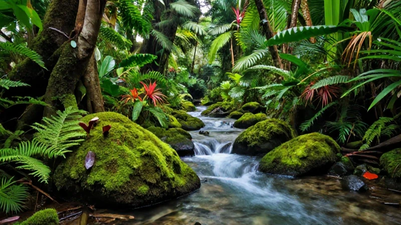 Naturaleza tropical vibrante y detallada