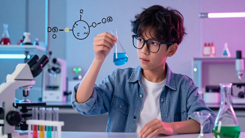 Domina las ecuaciones químicas y resuelve problemas sin esfuerzo 3 Joven estudiante inteligente en laboratorio vibrante