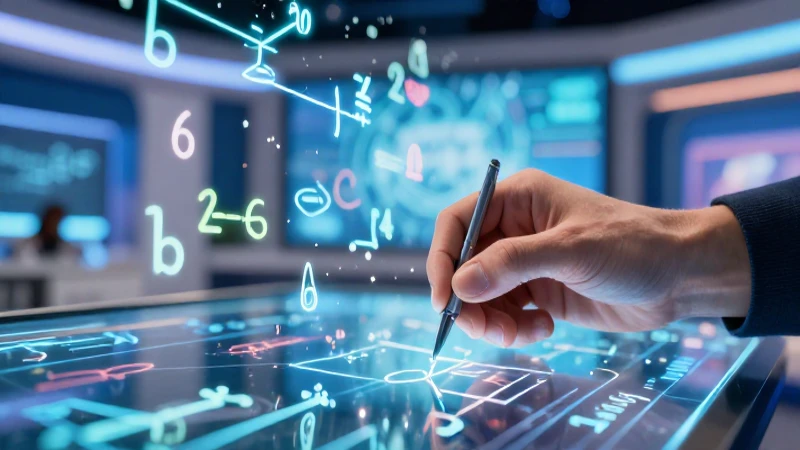 Mano resolviendo ecuaciones matemáticas digitales