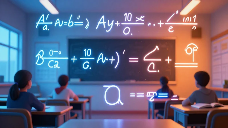 Ecuaciones: Ejemplos y Ejercicios Resueltos para Secundaria 3 Neon ecuaciones flotantes en un aula moderna