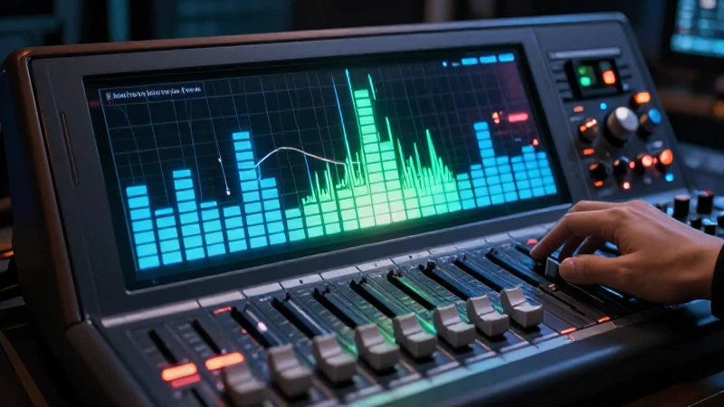 Consola de audio con ecualizador 3D brillante