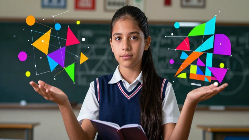 Estudiante mexicano enfocado en geometría vibrante