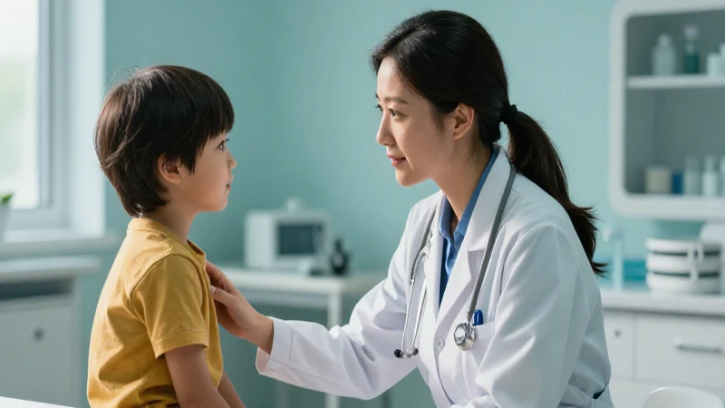 Pediatra cuida niño en clínica profesional