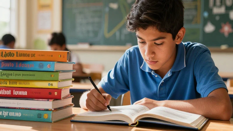 Estudiante mexicano lee libros con luz vibrante