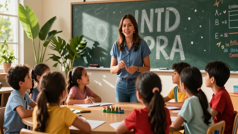 Educador mexicano enseña con pasión en un aula luminosa