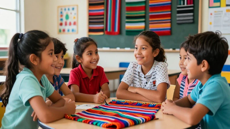 Niños mexicanos felices en una escuela vibrante