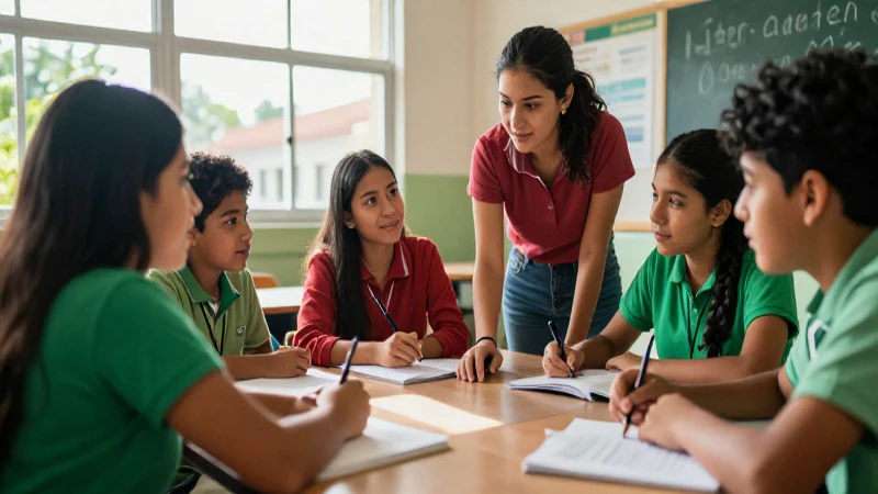 Fomenta la educación socioemocional en la nueva escuela mexicana y promueve un crecimiento integral 3 Estudiantes mexicanos colaboran en clase con luz