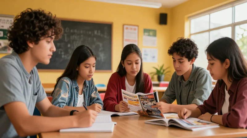 Educación: Concepto, Definiciones y Tipos Esenciales 4 Estudiantes mexicanos colaborando en aula moderna