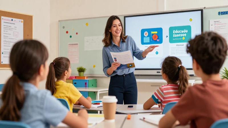 Buscas recursos educativos para Chile en Educando Juntos 6 Maestra enseñando con recursos educativos