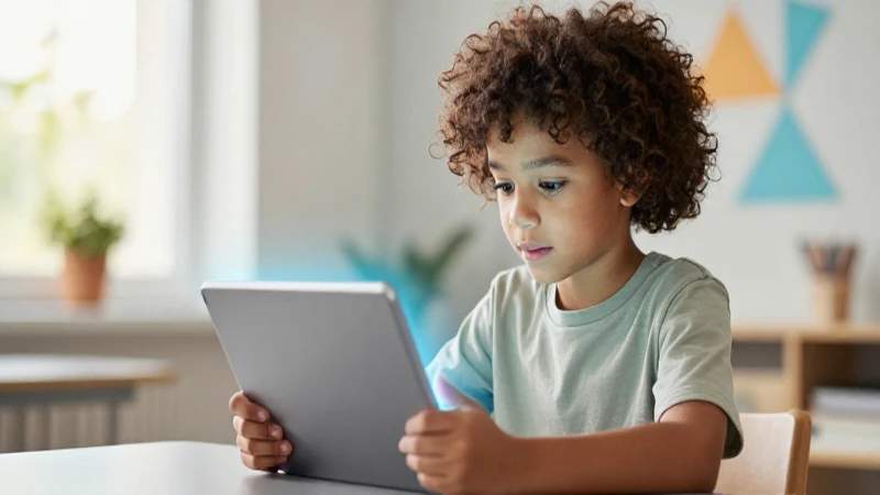 Educarchile: Descubre Cursos para Aprender en Casa 5 Estudiante interactúa con tableta digital en fondo educativo