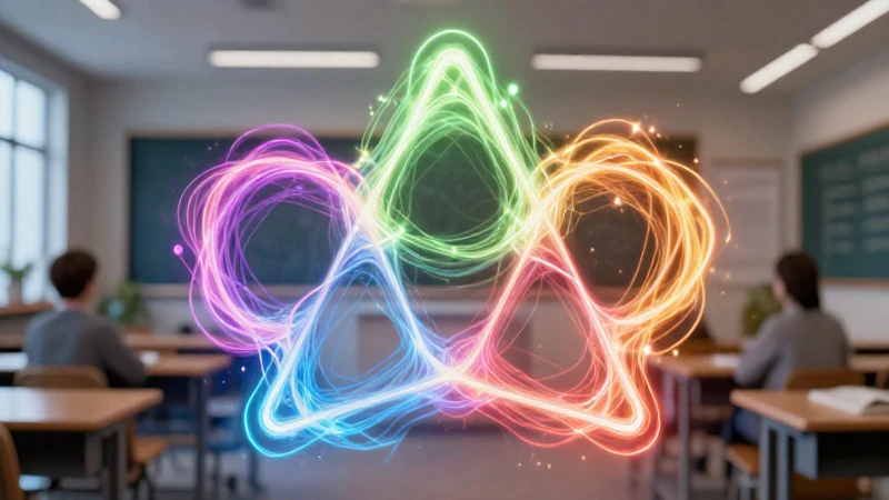 Triada geométrica vibrante en ambiente de clase