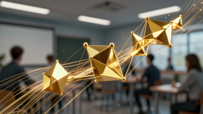 Visualización 3D conceptual de nodos dorados