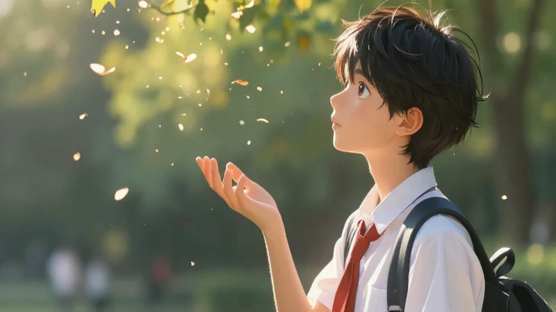 Efímero: significado, origen y connotaciones en la vida 7 Estudiante contempla pétalos dorados en hora mágica
