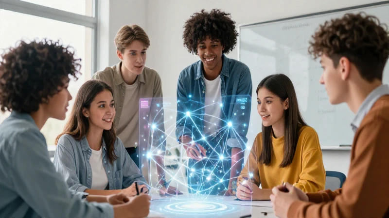 Alumnos avanzados y tecnología holográfica moderna