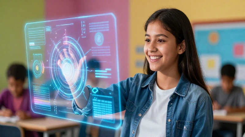 Estudiante mexicano interactúa con interfaz holográfica avanzada