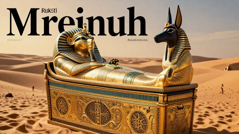 Anubis en un sarcófago egipcio, estilo educativo y detallado