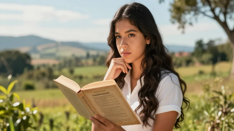 Égloga: 10 Ejemplos Clásicos y Modernos para Conocer 7 Estudiante reflexivo en paisaje luminoso y detallado