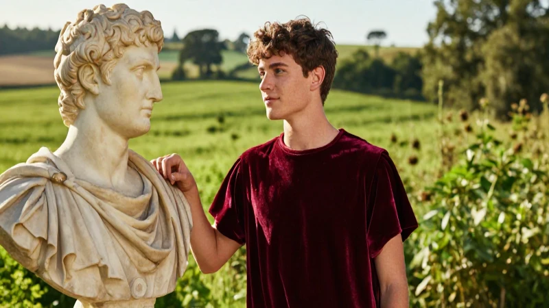 Égloga: 10 Ejemplos Clásicos y Modernos para Conocer 4 Joven erudito con busto romano en campo