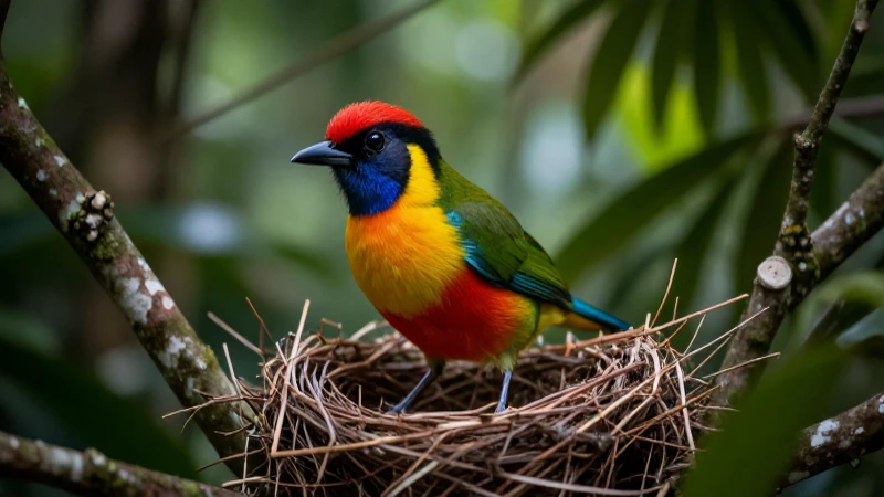 Aprende sobre animales ovíparos y su Conoce ciclo reproductive 5 Pájaro colorido en nido bajo luz dramática