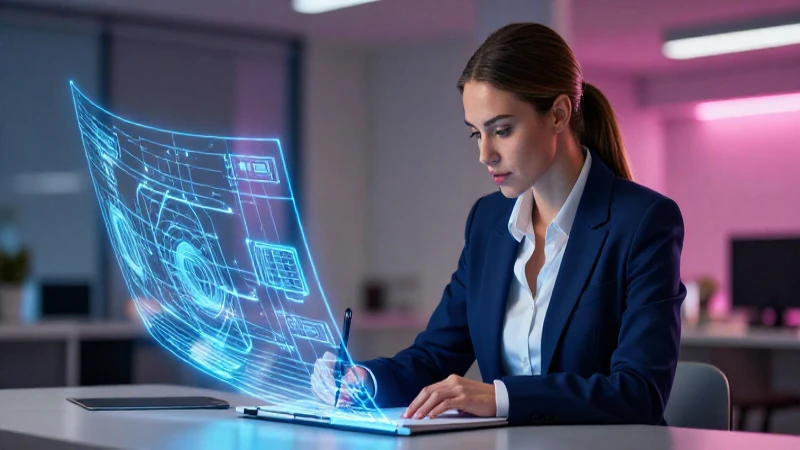 Mujer académica y planos brillantes, estilo profesional