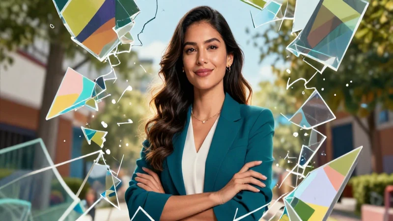 Ilustración profesional de académica mexicana moderna